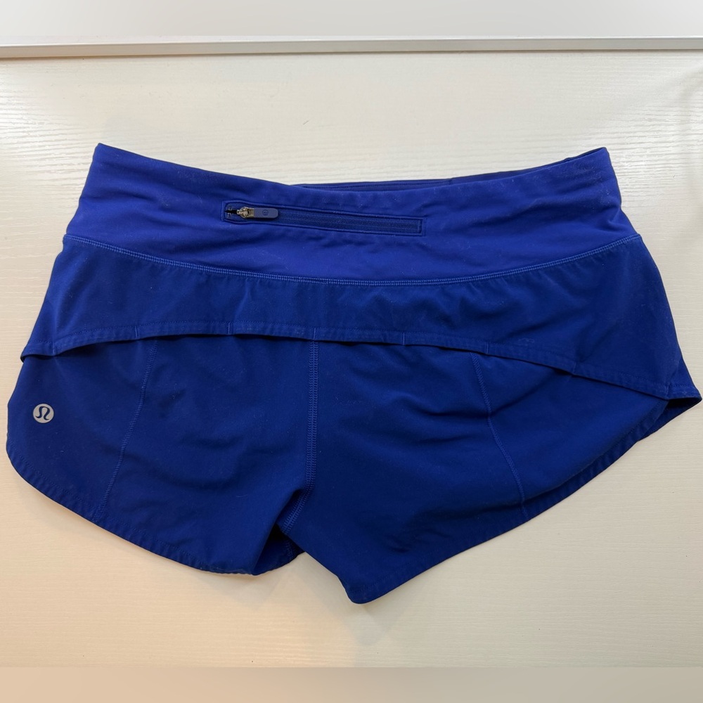 lululemon speed up 2 in blue shorts